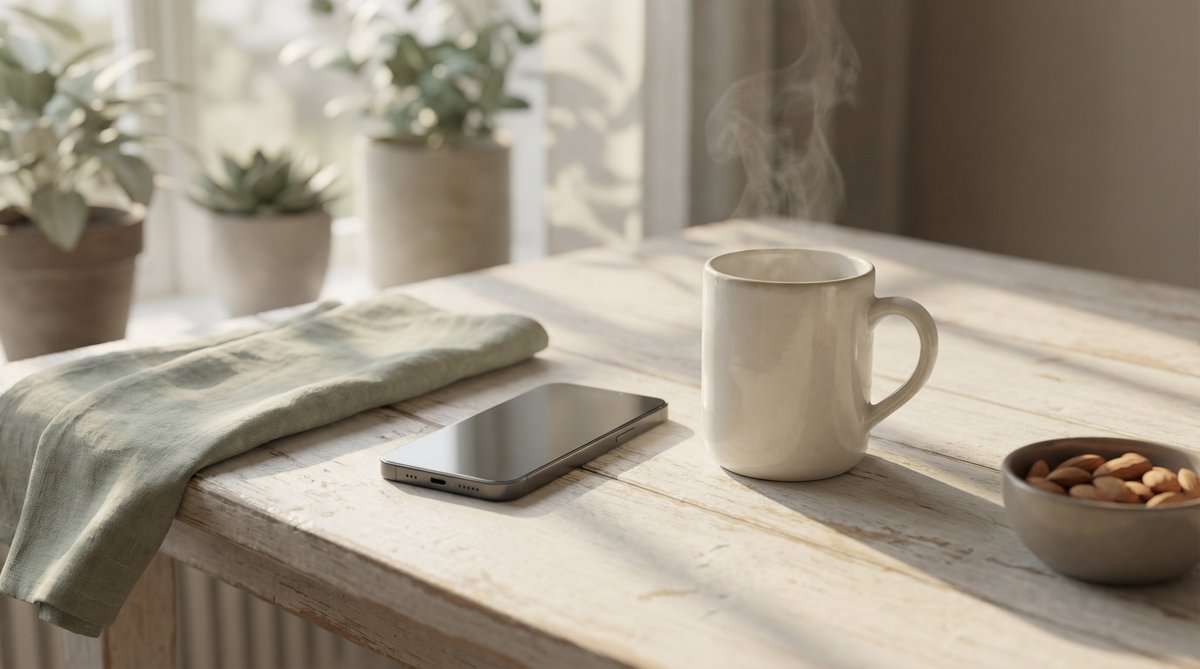 蘑菇视频 - 清晨温暖生活场景，木桌热茶，自然光感 - exrse46z.cn